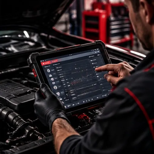 Diagnosztikai tablet vezérlőegységek vizsgálatakor