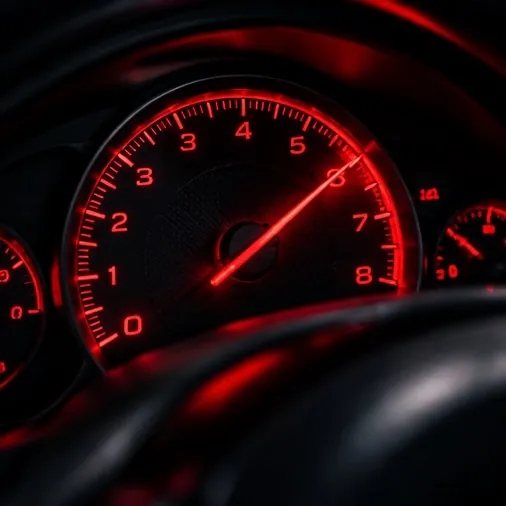 Motorfordulatszám-mérő piros megvilágítással